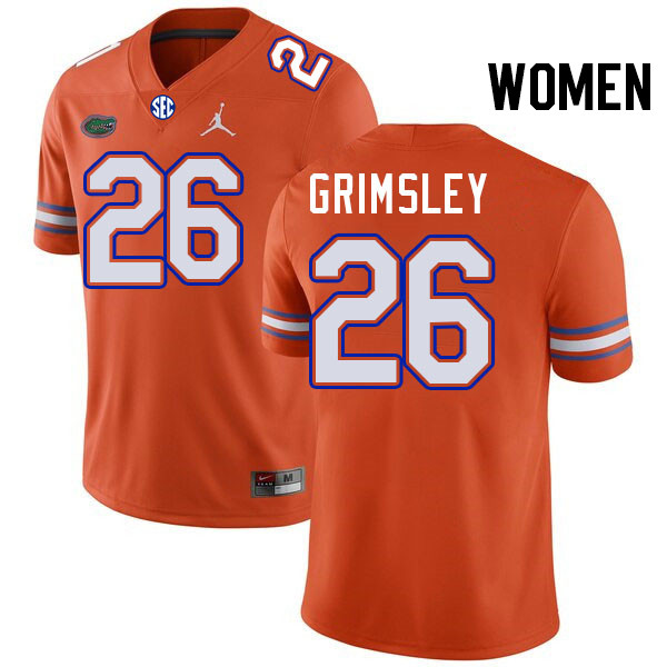 Women #26 Jameer Grimsley Florida Gators College Football Jerseys Stitched-Orange
